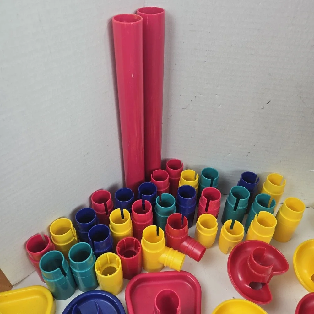 Vtg 1997 Discovery Toys Super Marbleworks Raceway Box COMPLETE 59pc + 50 Marbles